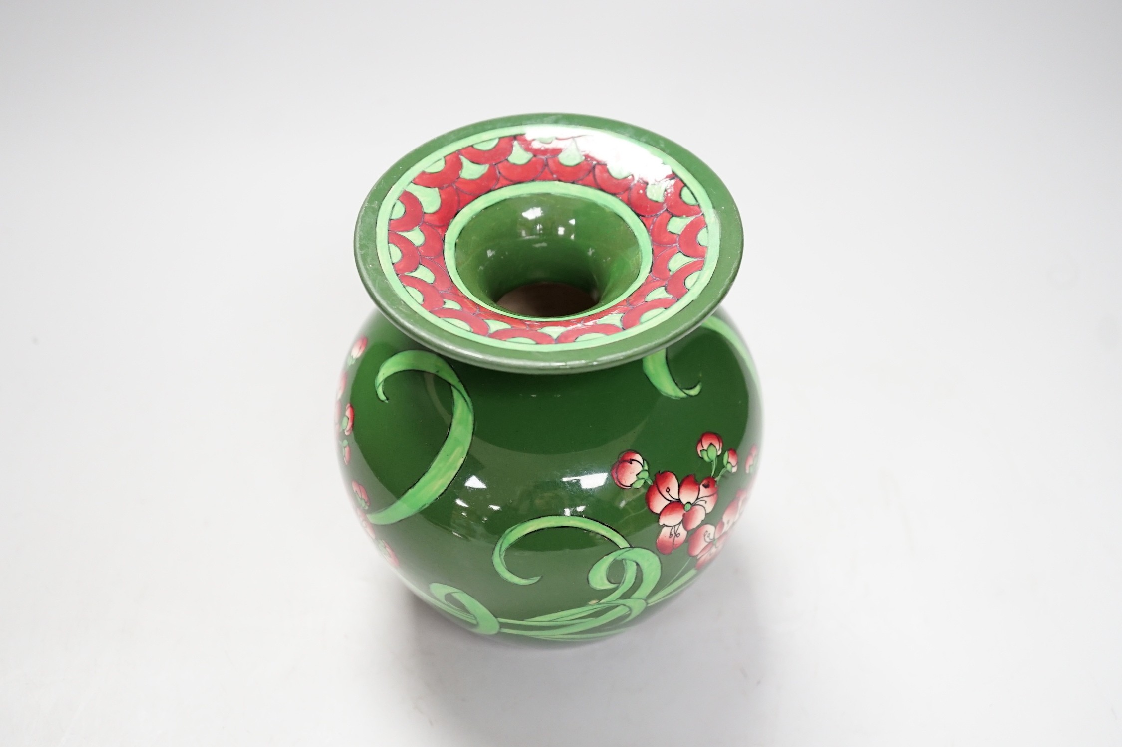 The Foley “Intarsio” hand painted floral vase, numbered 3442, 15cm tall